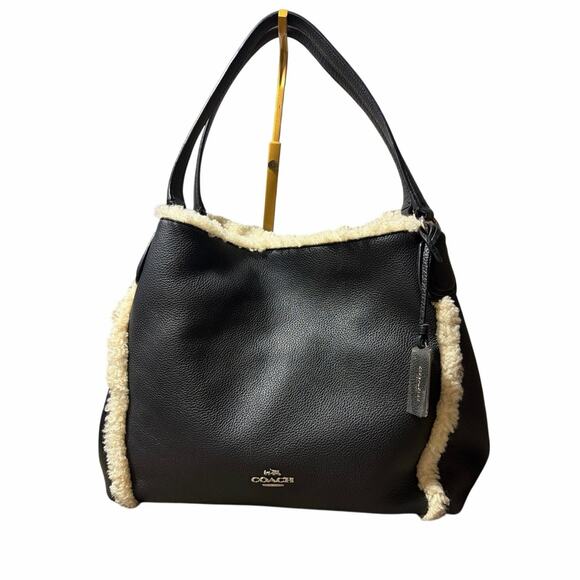 Coach Handbags - Coach Edie Black Pebbled Leather and Shearling Style 36516NEW without tags